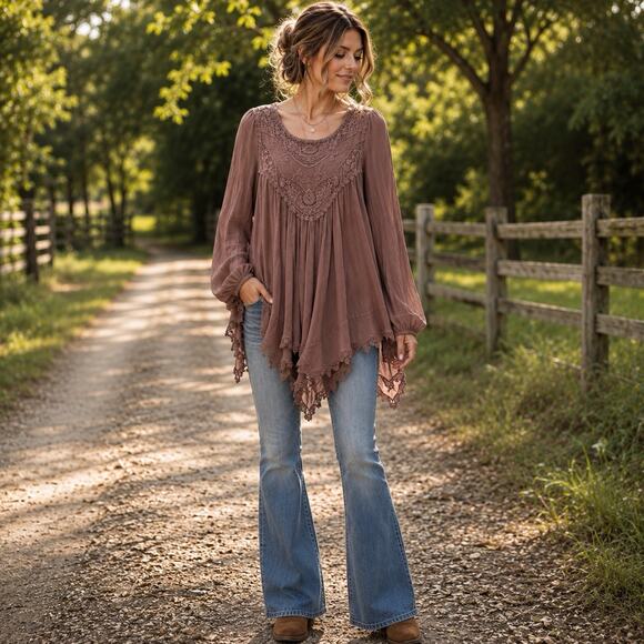 Gimmicks by BKE Tops - Buckle Gimmicks Sz S Boho Fairy Grunge Lace Tunic Blouse Romantic Crochet Top